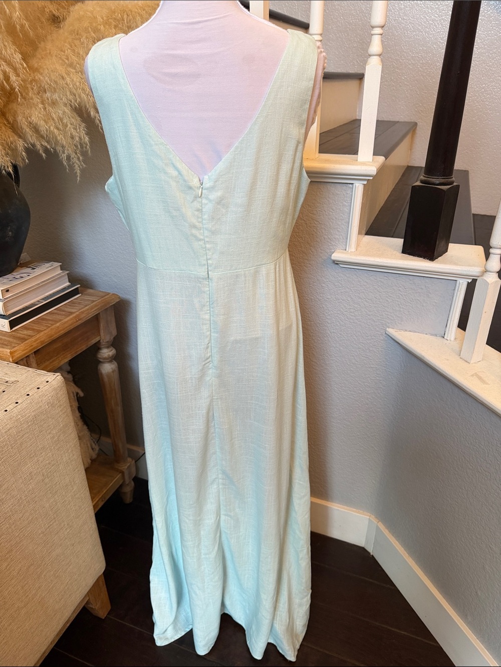 Anthropologie Paper Heart Magenta Iris Linen Blend Floral Maxi Dress Size Large - Picture 6 of 8